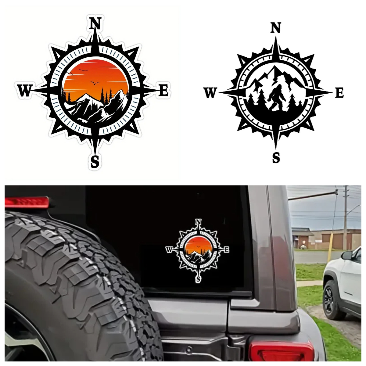 Weight Plate Bumper - Outdoor Compass Tree Mountain Car Sticker