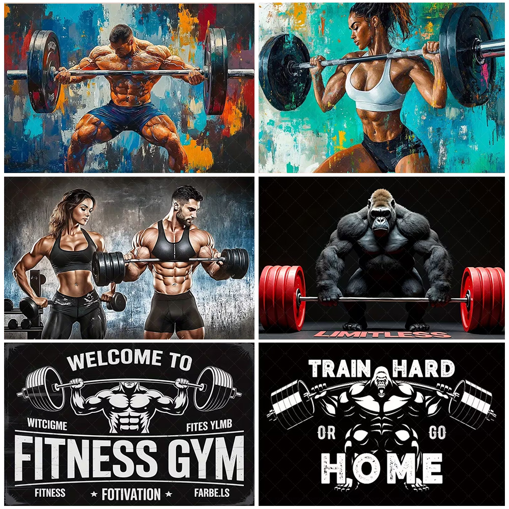 Home Gym Aesthetic - Fitness Weightlifting Gym Theme Backdrop Gorilla