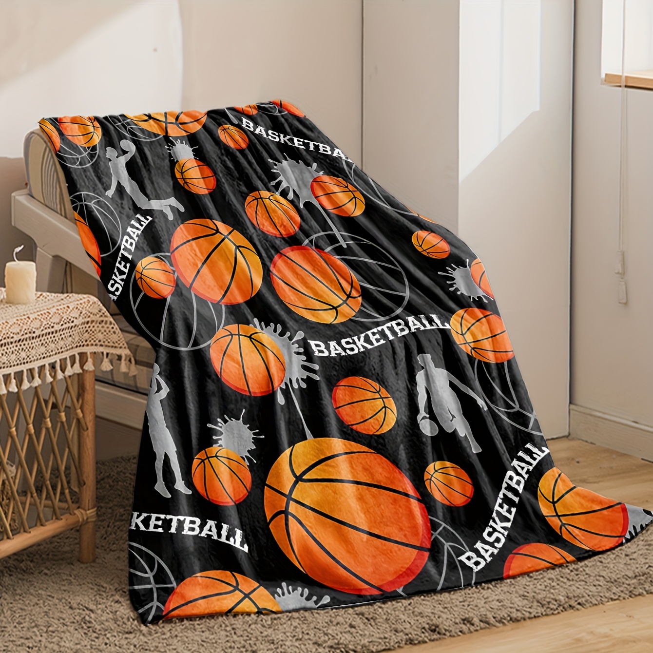Basketball Flannel Throw Blank - Home Gym And Basketball Court บทวิจารณ์และราคา