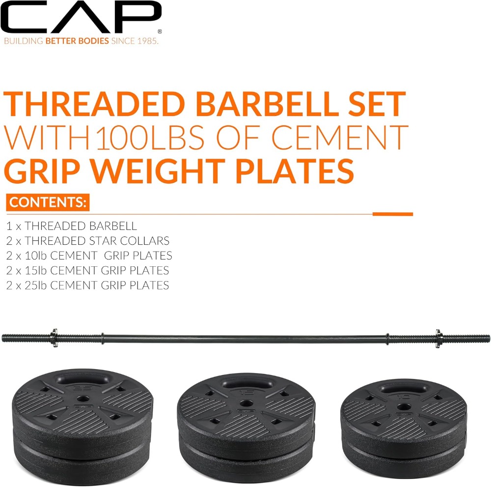 CAP Threaded Barbell Set with  - Home Gym Weights บทวิจารณ์และราคา
