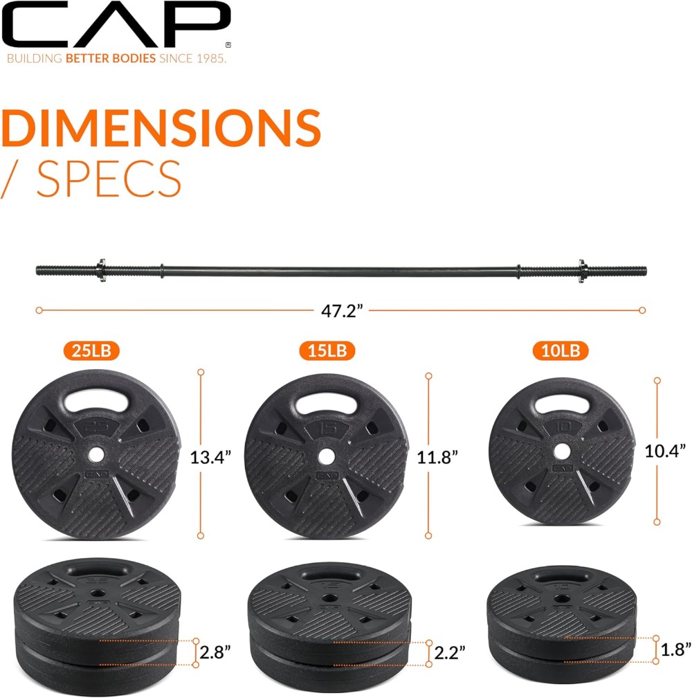 CAP Threaded Barbell Set with  - Home Gym Weights บทวิจารณ์และราคา