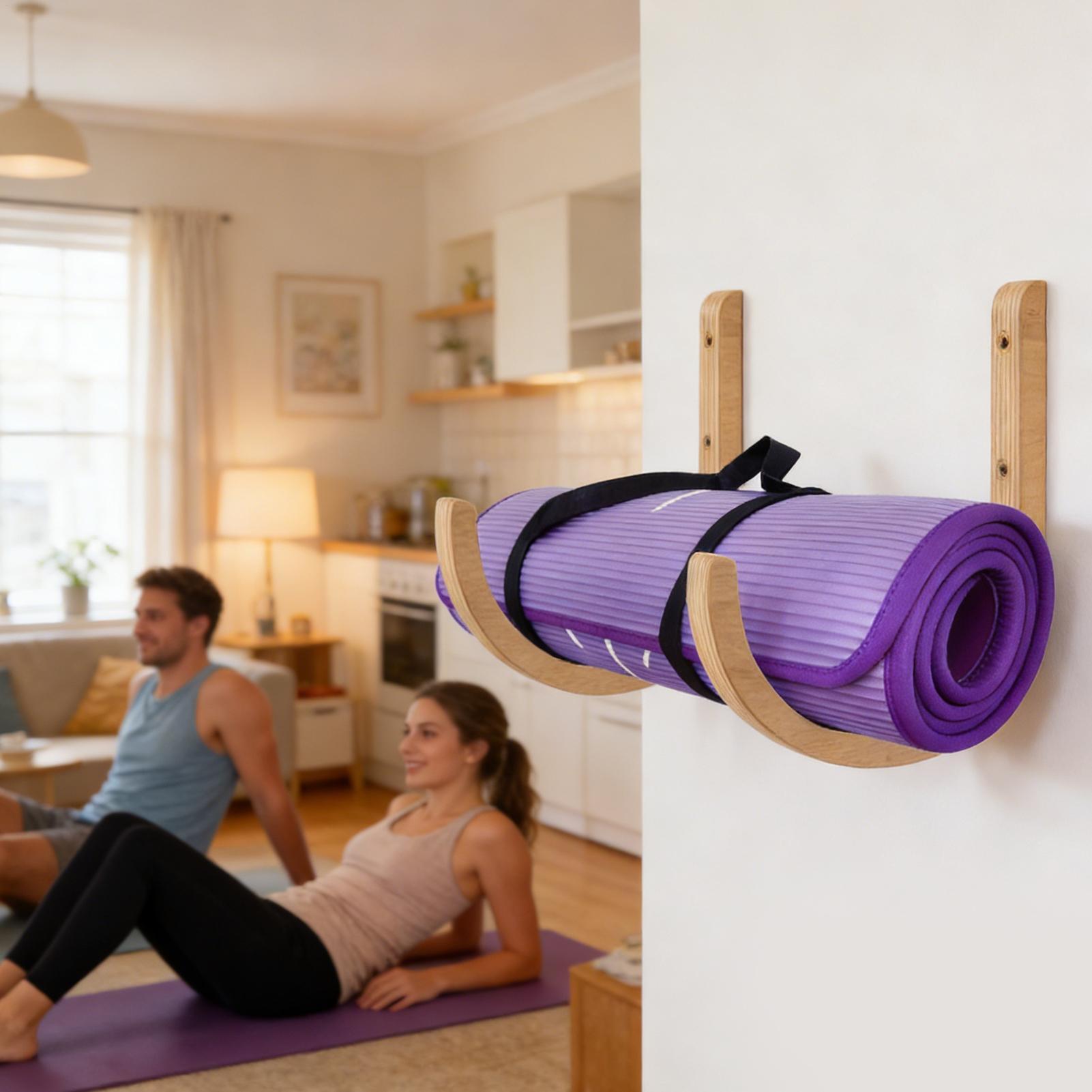 Wooden Yoga Mat Holder Wall Mo - Home Gym Yoga Mat Storage บทวิจารณ์และราคา