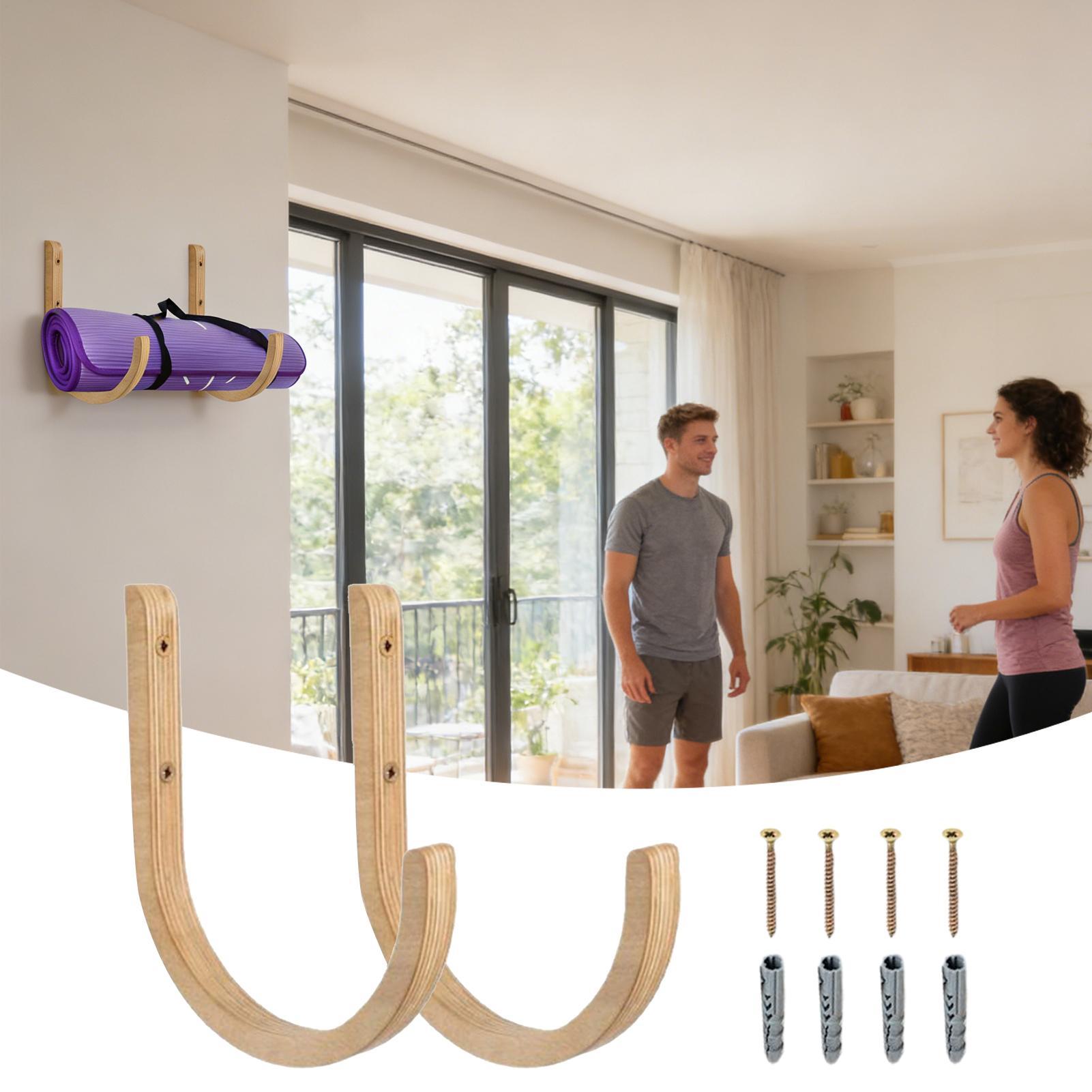 Wooden Yoga Mat Holder Wall Mo - Home Gym Yoga Mat Storage บทวิจารณ์และราคา