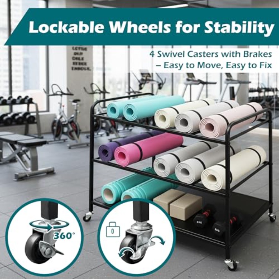 Yoga Mat Rack Storage Basket w - Home Gym Yoga Mat Storage บทวิจารณ์และราคา
