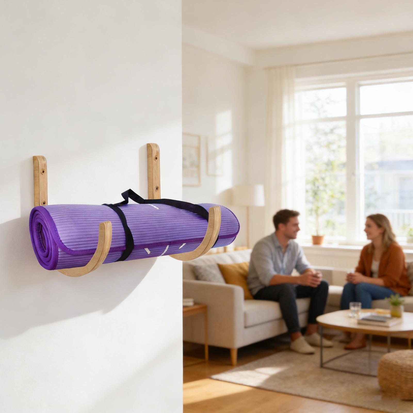 Yoga Mat Holder 2 Pieces Woode - Home Gym Yoga Mat Storage บทวิจารณ์และราคา