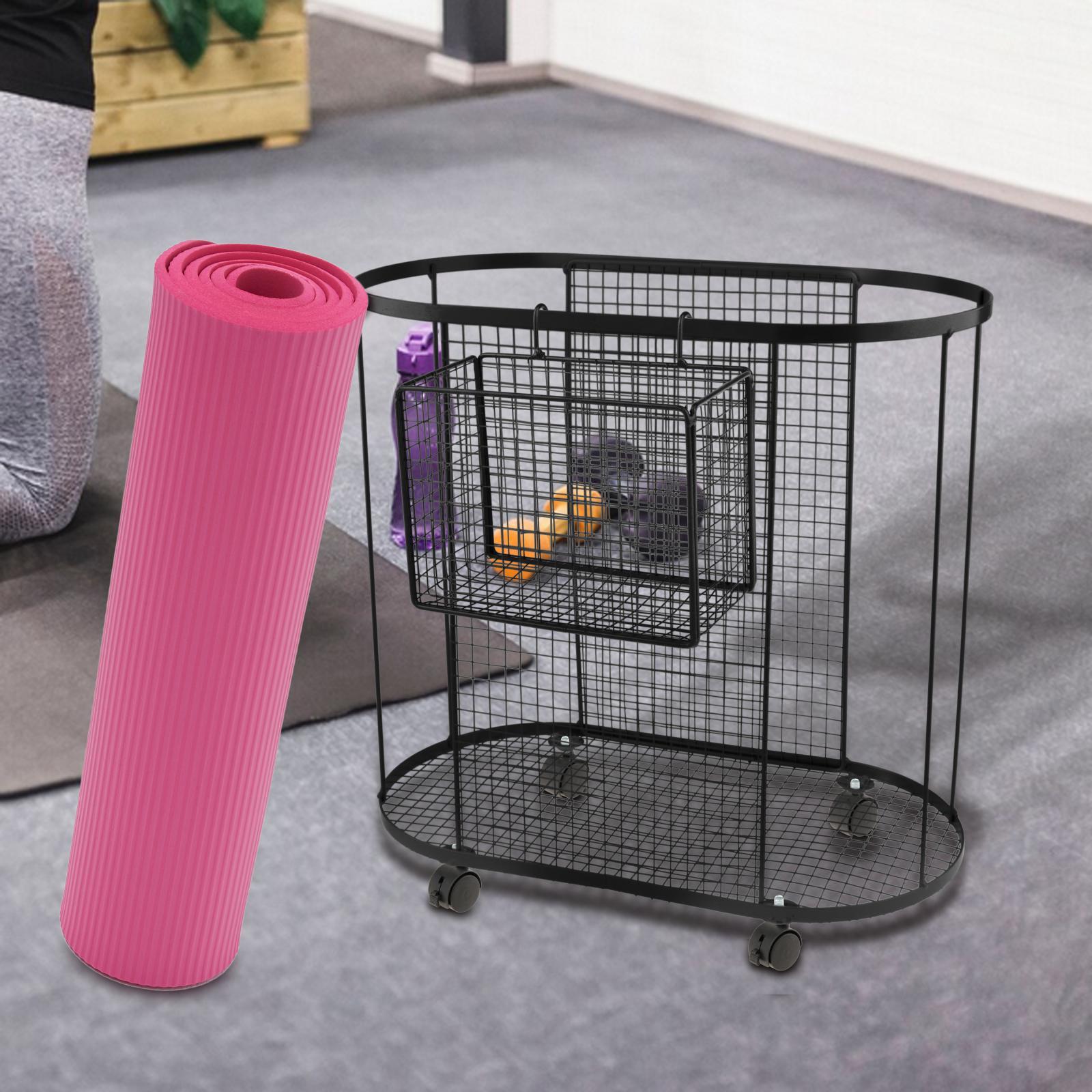 Metal Gym Organizer with Wheel - Home Gym Yoga Mat Storage บทวิจารณ์และราคา