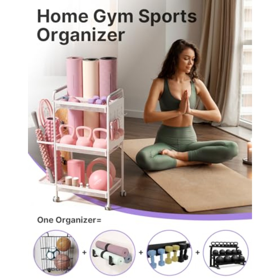 3-Tier Gym Storage Rack for Ho - Home Gym Yoga Mat Storage บทวิจารณ์และราคา