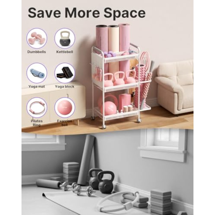 3-Tier Gym Storage Rack for Ho - Home Gym Yoga Mat Storage บทวิจารณ์และราคา