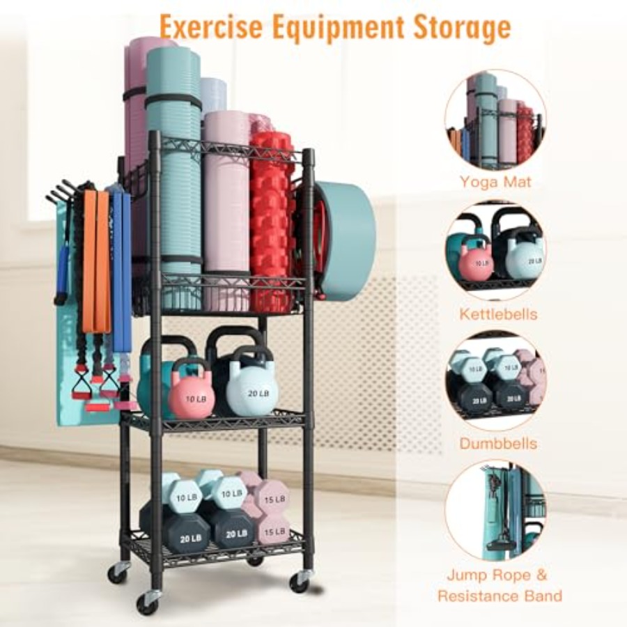 Home Gym Storage 3 Tiers Worko - Home Gym Yoga Mat Storage บทวิจารณ์และราคา