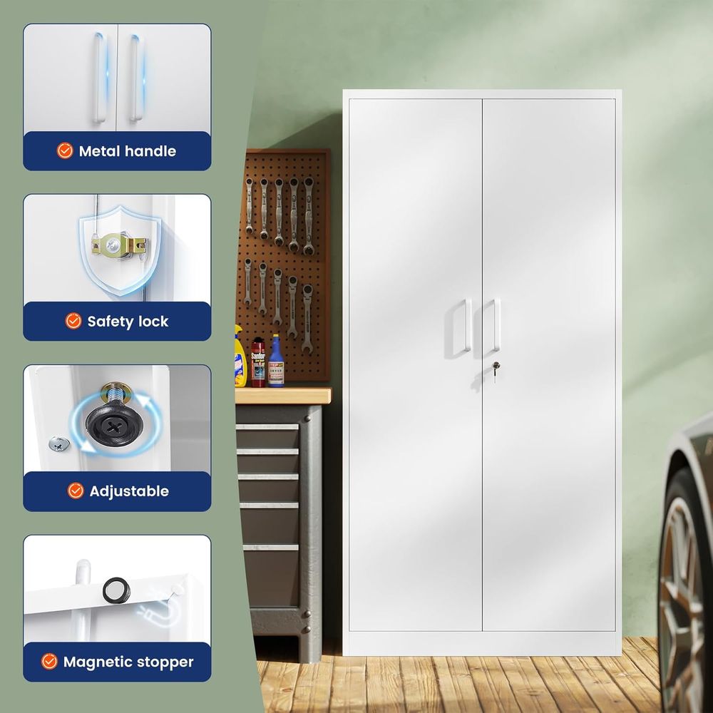 71 White Steel Lockable Garage - Home Gym Tools บทวิจารณ์และราคา