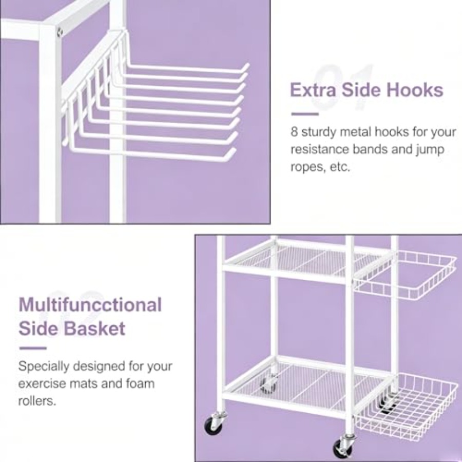 Workout Equipment Storage Rack - Home Gym Yoga Mat Storage บทวิจารณ์และราคา