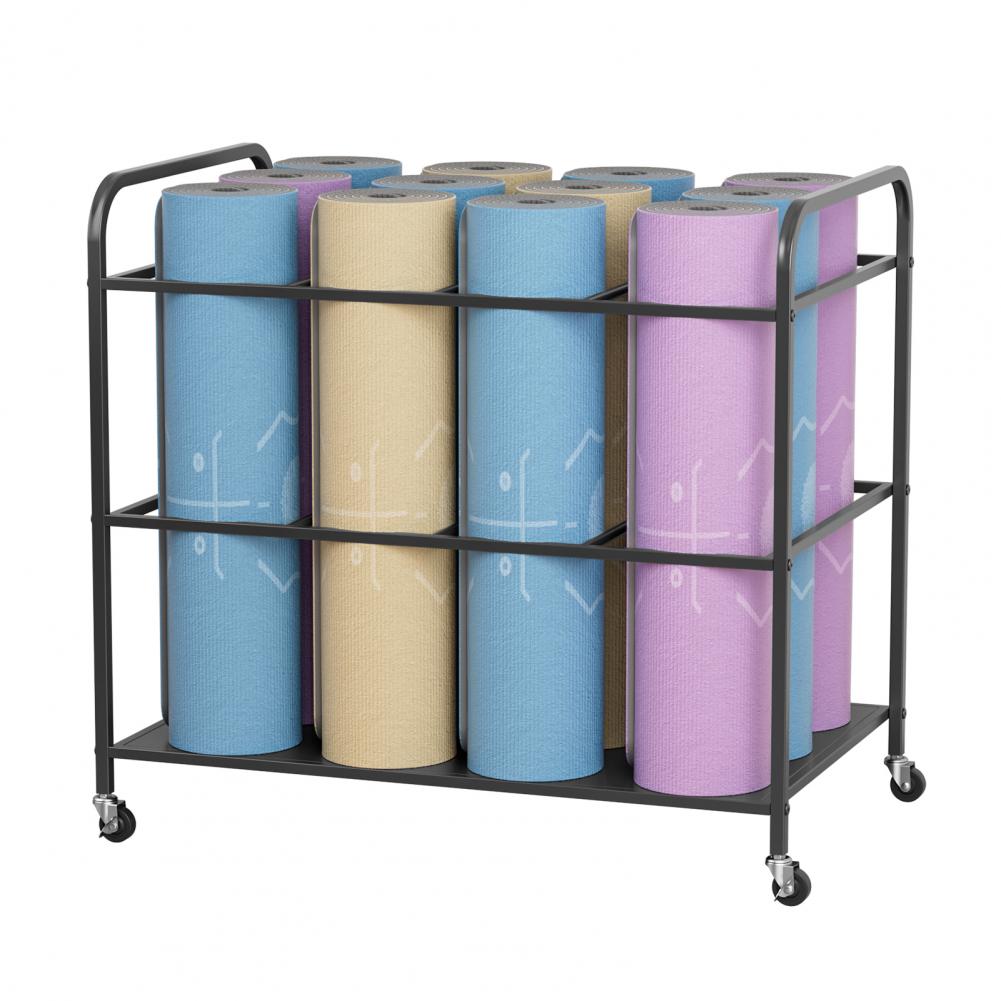 Yoga Mat Storage Rack with Whe - Home Gym Yoga Mat Storage บทวิจารณ์และราคา