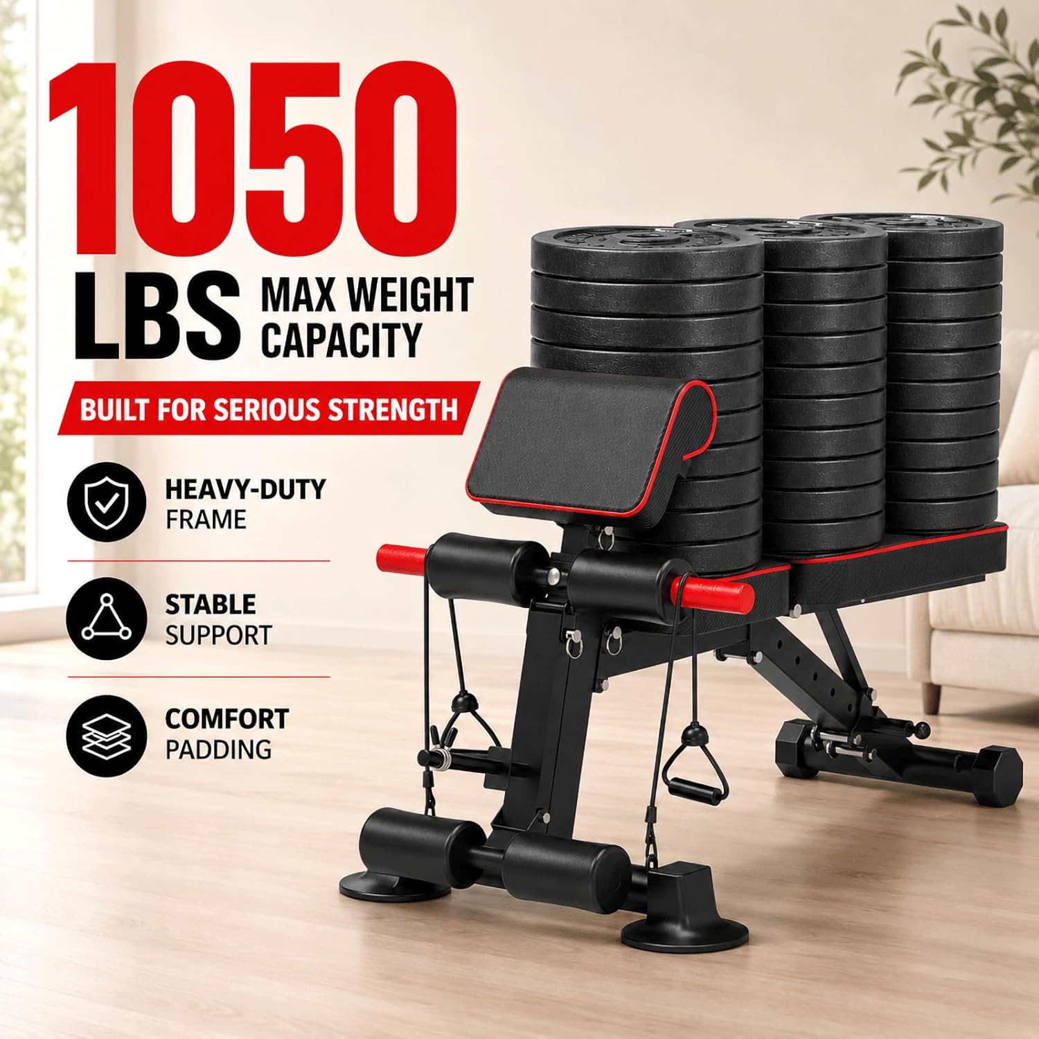 Adjustable Weight Bench 1050lb - Home Gym Weights บทวิจารณ์และราคา