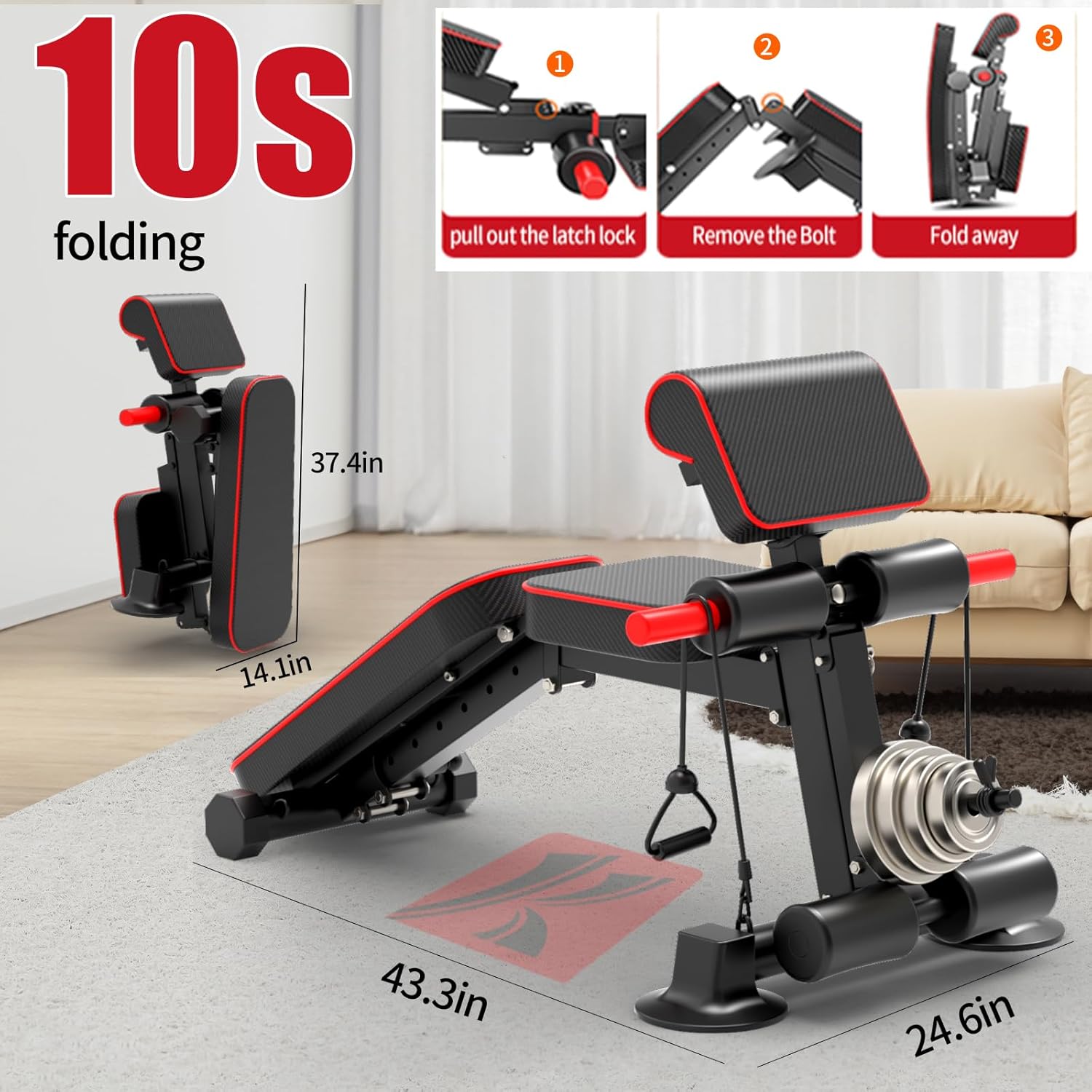 Adjustable Weight Bench 1050lb - Home Gym Weights บทวิจารณ์และราคา