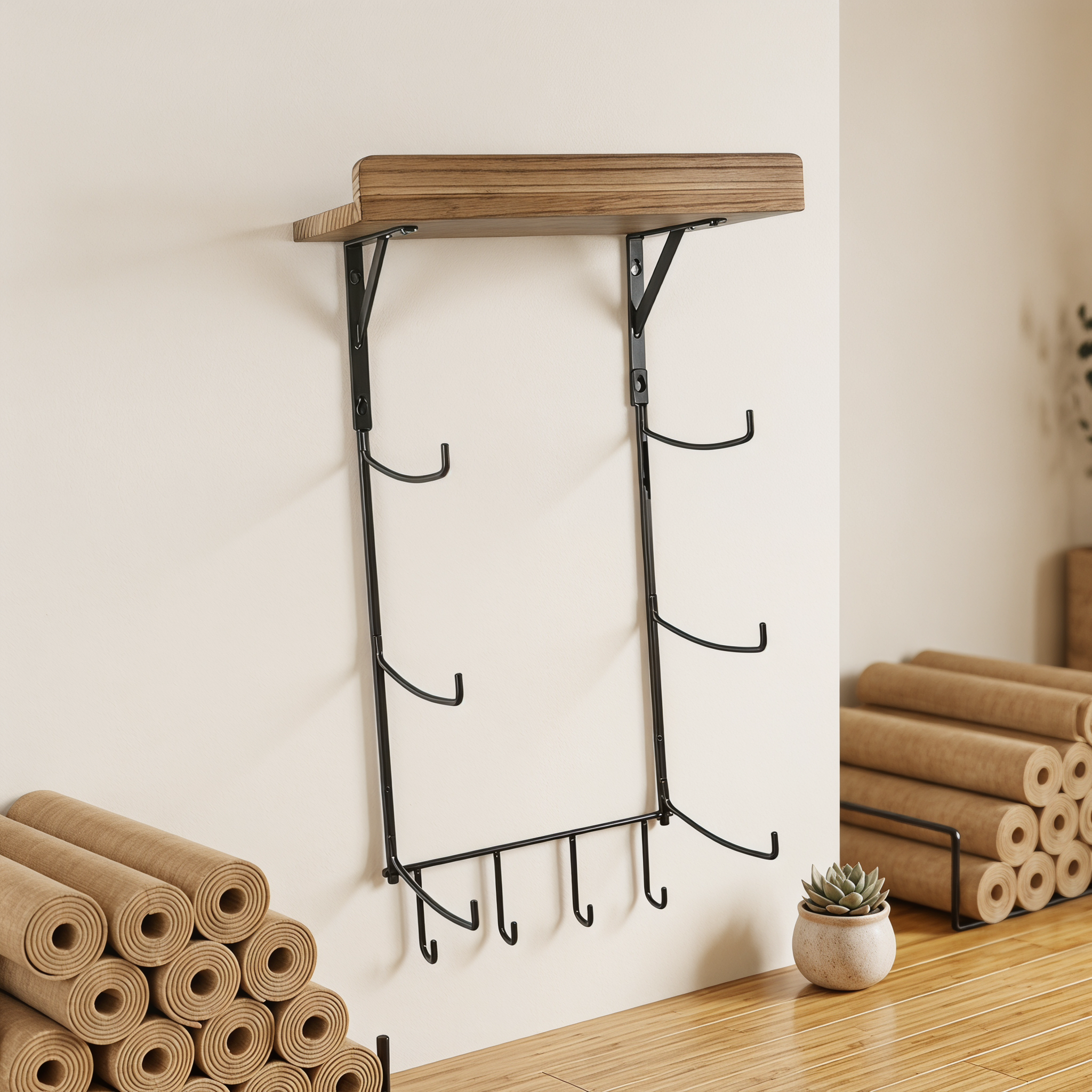 Yoga Mat Wall Rack Metal Stora - Home Gym Yoga Mat Storage บทวิจารณ์และราคา