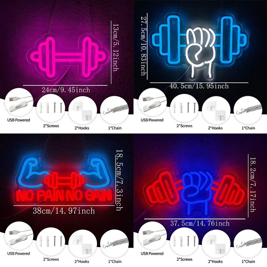 No Pain No Gain Neon Sign for  - Home Gym Aesthetic บทวิจารณ์และราคา